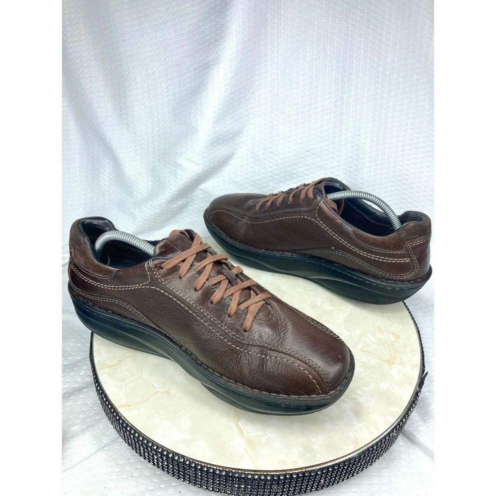 MBT Ajabu Leather Oxford Comfort Shoes Mens Sz 10.5 Brown Orthopedic Rocker Sole